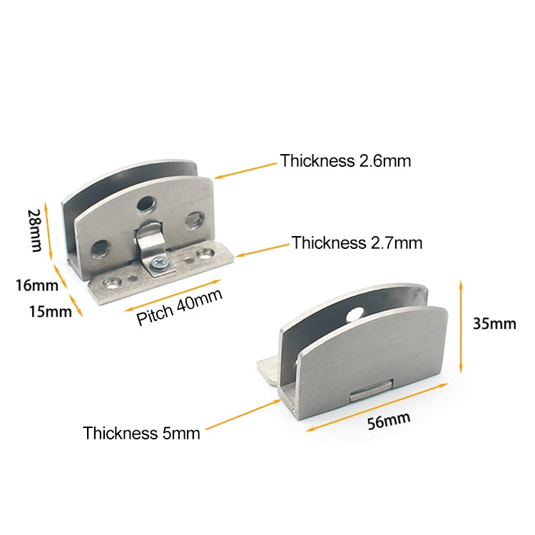 Open Hole Free Brushed Surface Glass Hinge, Size: L, 8-10mm
