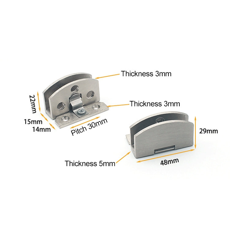 Open Hole Free Brushed Surface Glass Hinge, Size: S, 3-7mm