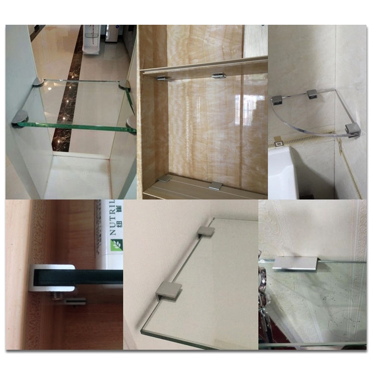 Double Hole Aluminum Alloy Glass Fixing Clip, L, 10mm