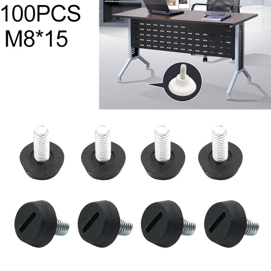 100 PCS Adjustable Foot Pad Furniture Screw Support Stub, M8x15
