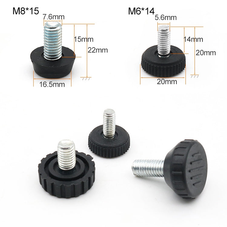 100 PCS Adjustable Foot Pad Furniture Screw Support Stub, M6x14