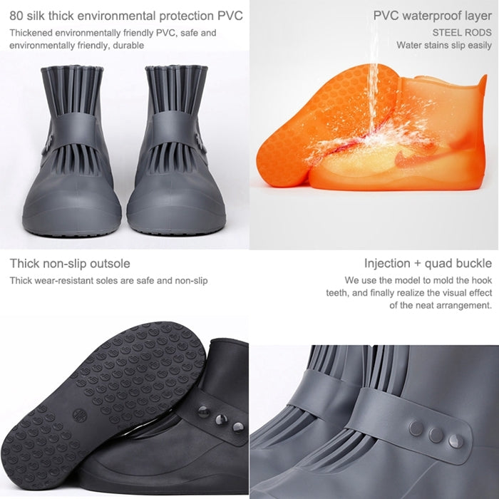 Fashion Integrated PVC Waterproof  Non-slip Shoe Cover with Thickened Soles Size: 44-45