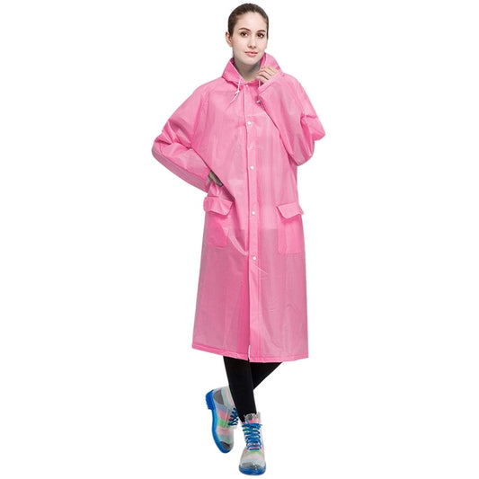 Fashion Adult Lightweight EVA Transparent Frosted Raincoat Big Hat With Pocket Size: M