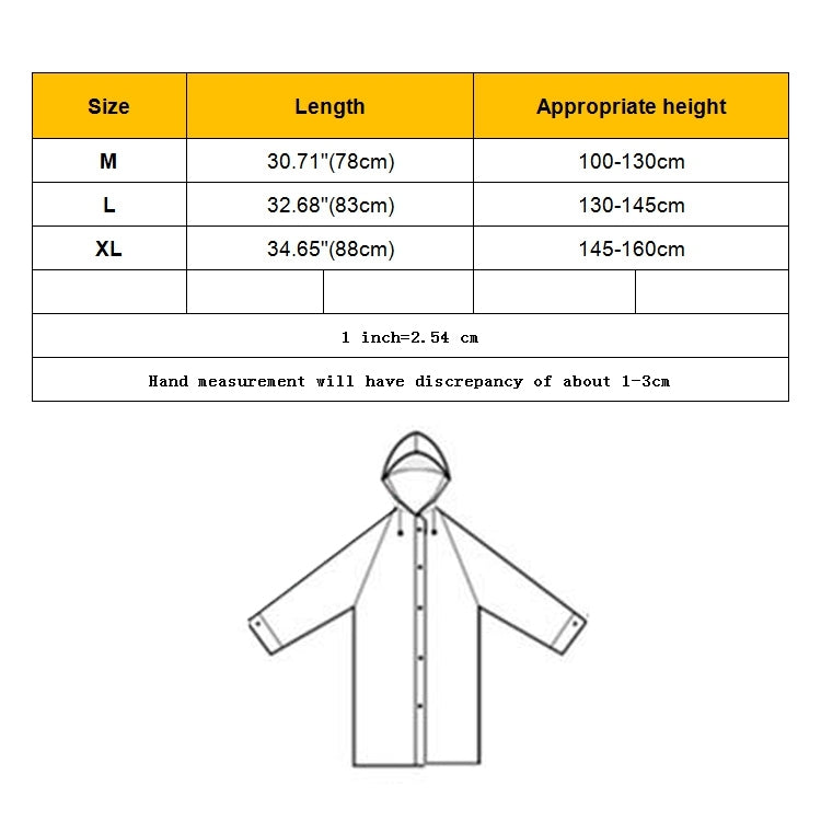 Fashion Children Lightweight EVA Transparent Frosted Raincoat Big Hat With Pocket Size: XL