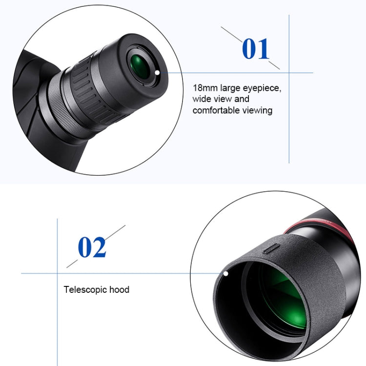 HTK-72 20x-60x High Definition Night Vision Zoom Monocular Telescope for Outdoor Camping Birdwatching with Tripod