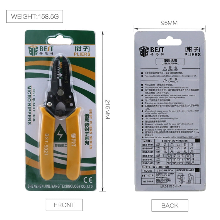 BEST-5021 0.6 ~ 2.6mm Portable Crimper Cable Stripping Wire Stripping Pliers