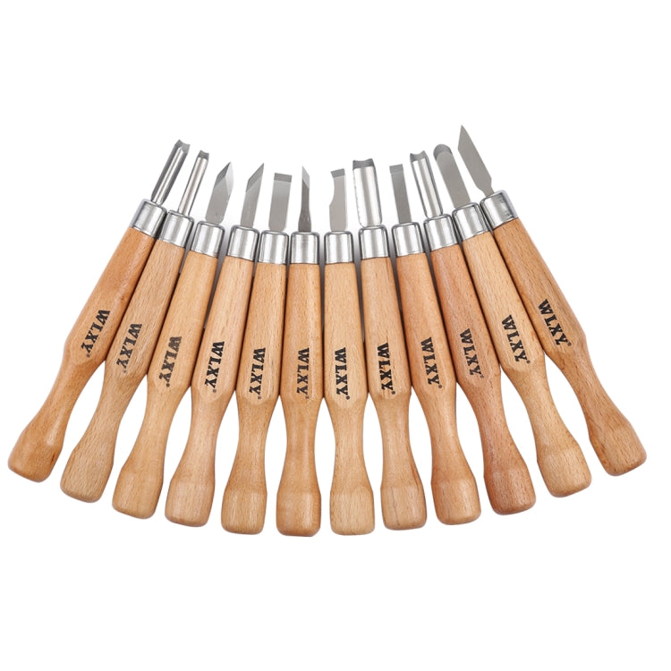 WLXY 12 PCS / Set Wood Carving Chisels Knife Basic Woodcut Working Handmade Rubber Stamps Hand Tools