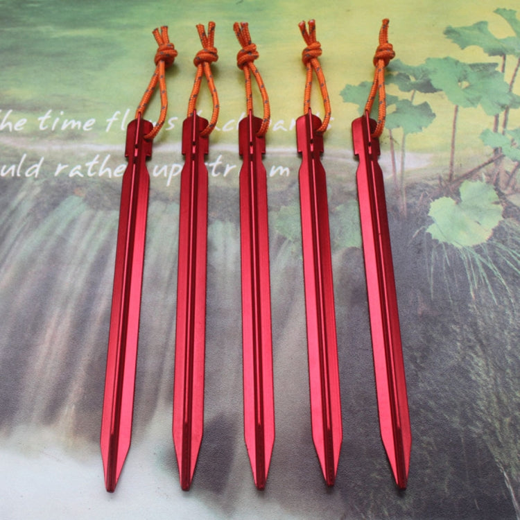 5 PCS Aluminium Alloy Tent Peg Nail Outdoor Traveling Tent Accessories with Rope, Length: 18cm