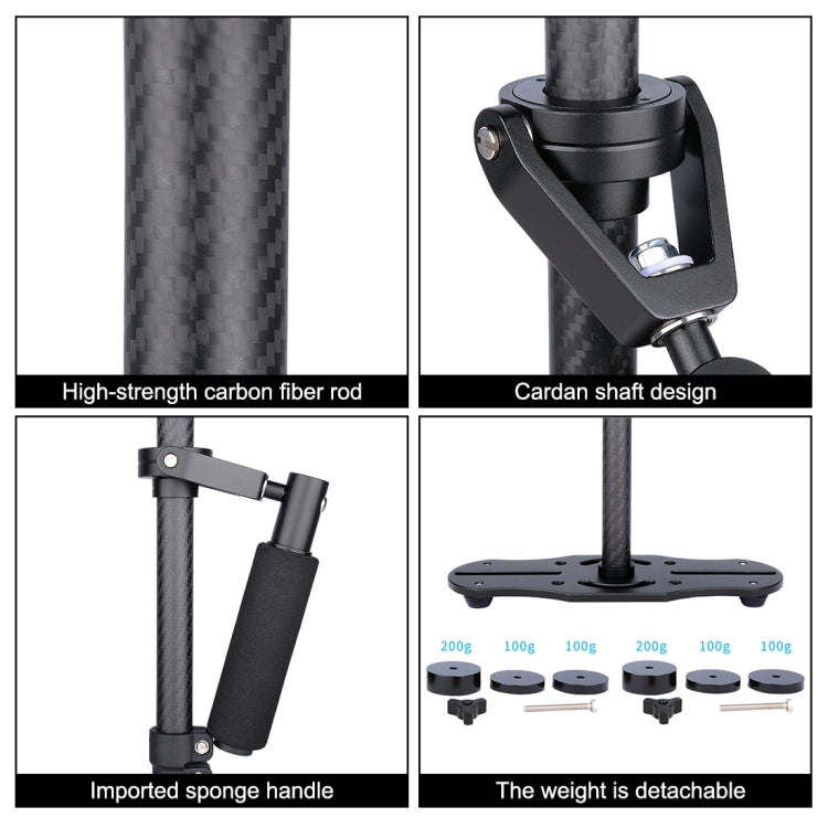 PULUZ 38.5-61cm Carbon Fibre Handheld Stabilizer for DSLR & DV Digital Video & Cameras, Load Range: 0.5-3kg