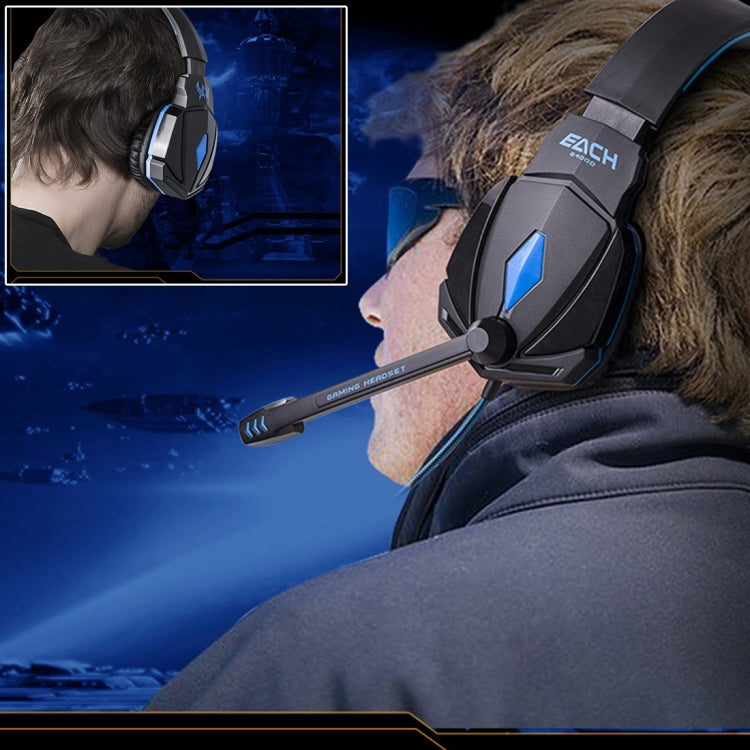 KOTION EACH G4000 USB Version Stereo Gaming Headphone Headset Headband with Microphone Volume Control LED Light for PC Gamer,Cable Length: About 2.2m