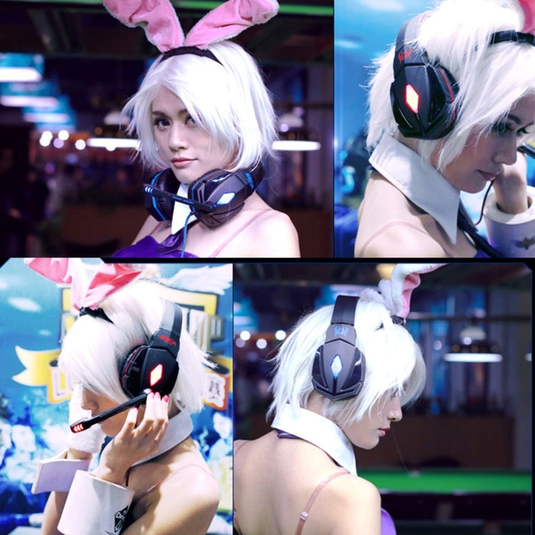 KOTION EACH G4000 USB Version Stereo Gaming Headphone Headset Headband with Microphone Volume Control LED Light for PC Gamer,Cable Length: About 2.2m