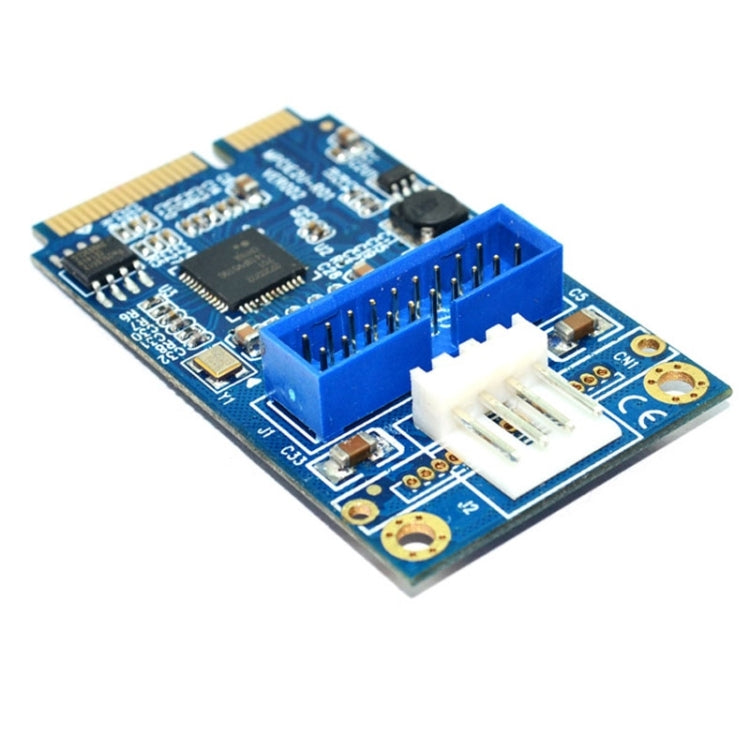 MINI PCI-E to USB 3.0 Front 19 Pin Desktop PC Expansion Card with 4 Pin Power Connection Port