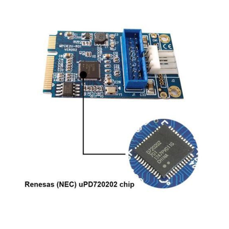 MINI PCI-E to USB 3.0 Front 19 Pin Desktop PC Expansion Card with 4 Pin Power Connection Port