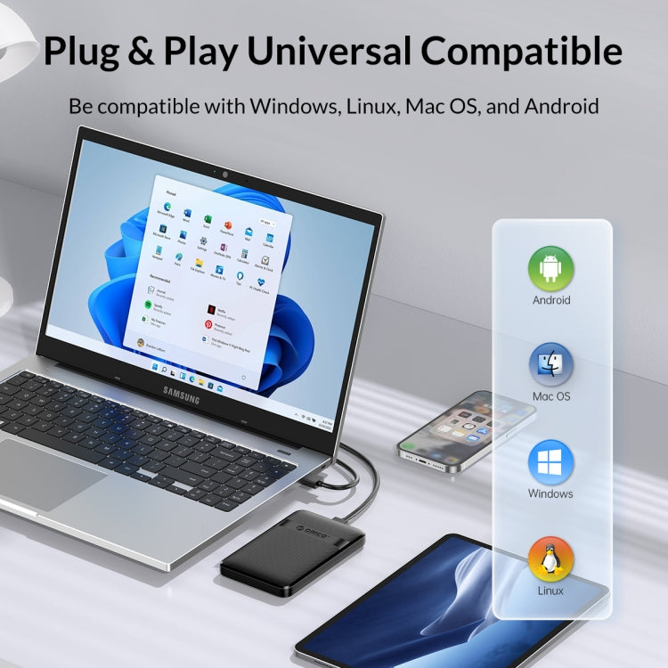 ORICO 2577U3-V1 Grid Texture Design 2.5 inch USB3.0 Micro-B Hard Drive Enclosure Box