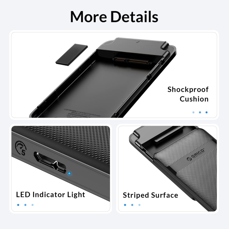 ORICO 2577U3-V1 Grid Texture Design 2.5 inch USB3.0 Micro-B Hard Drive Enclosure Box
