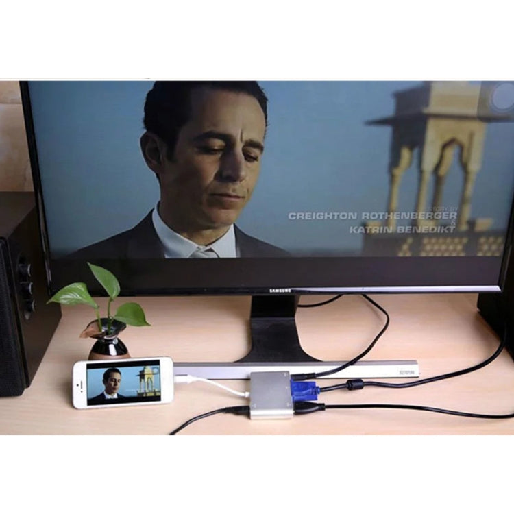 P27 Metal Cover Micro USB to HDMI + VGA HDTV Converter Digital AV Adapter, Power by EZCast, Support iOS / Android / Windows System