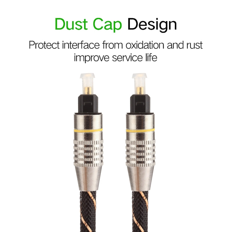 2m OD6.0mm Gold Plated Metal Head Woven Net Line Toslink Male to Male Digital Optical Audio Cable