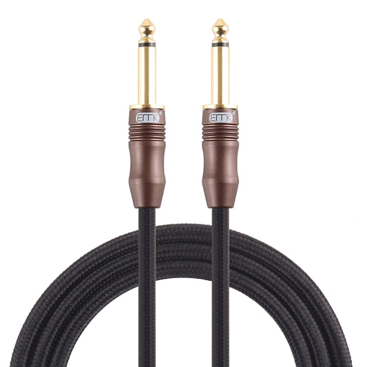 EMK 6.35mm Male to Male 3 Section Gold-plated Plug Cotton Braided Audio Cable for Guitar Amplifier Mixer, Length: 1.5m