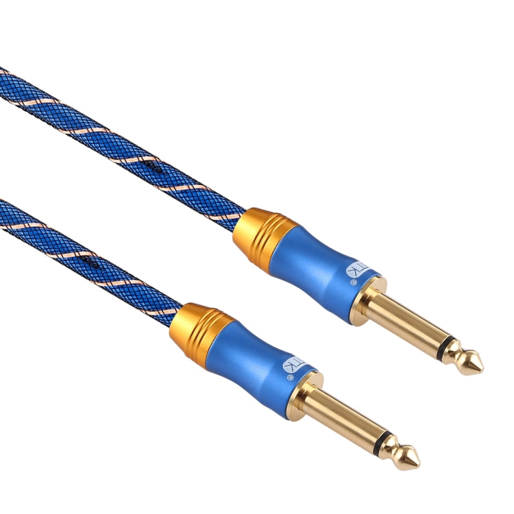 EMK 6.35mm Male to Male 3 Section Gold-plated Plug Grid Nylon Braided Audio Cable for Speaker Amplifier Mixer, Length: 1.5m