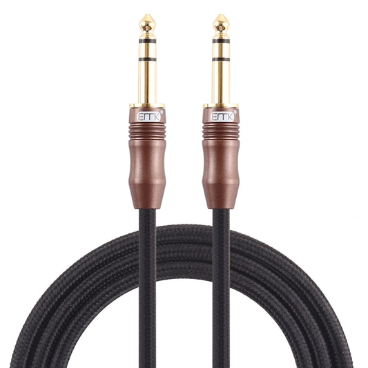 EMK 6.35mm Male to Male 4 Section Gold-plated Plug Cotton Braided Audio Cable for Guitar Amplifier Mixer, Length: 2m