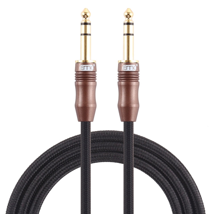 EMK 6.35mm Male to Male 4 Section Gold-plated Plug Cotton Braided Audio Cable for Guitar Amplifier Mixer, Length: 2m