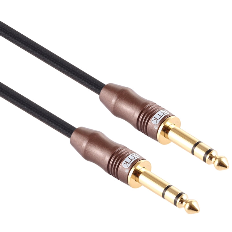 EMK 6.35mm Male to Male 4 Section Gold-plated Plug Cotton Braided Audio Cable for Guitar Amplifier Mixer, Length: 2m