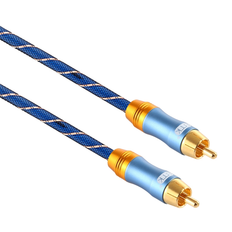 EMK 8mm RCA Male to 6mm RCA Male Gold-plated Plug Grid Nylon Braided Audio Coaxial Cable for Speaker Amplifier Mixer, Length: 2m