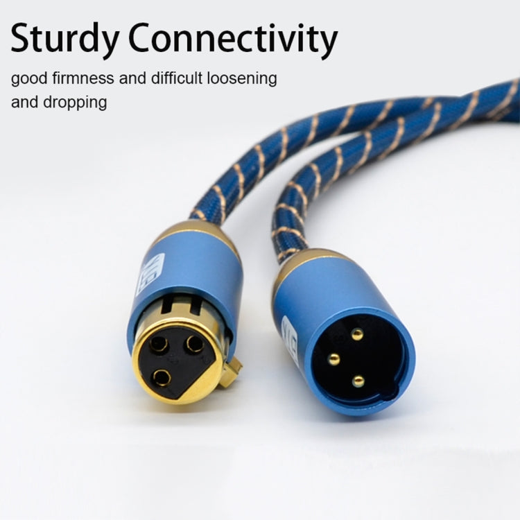 EMK XLR Male to Female Gold-plated Plug Grid Nylon Braided Cannon Audio Cable for XLR Jack Devices, Length: 2m