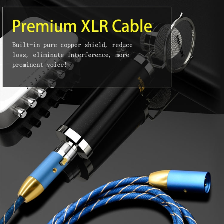 EMK XLR Male to Female Gold-plated Plug Grid Nylon Braided Cannon Audio Cable for XLR Jack Devices, Length: 2m