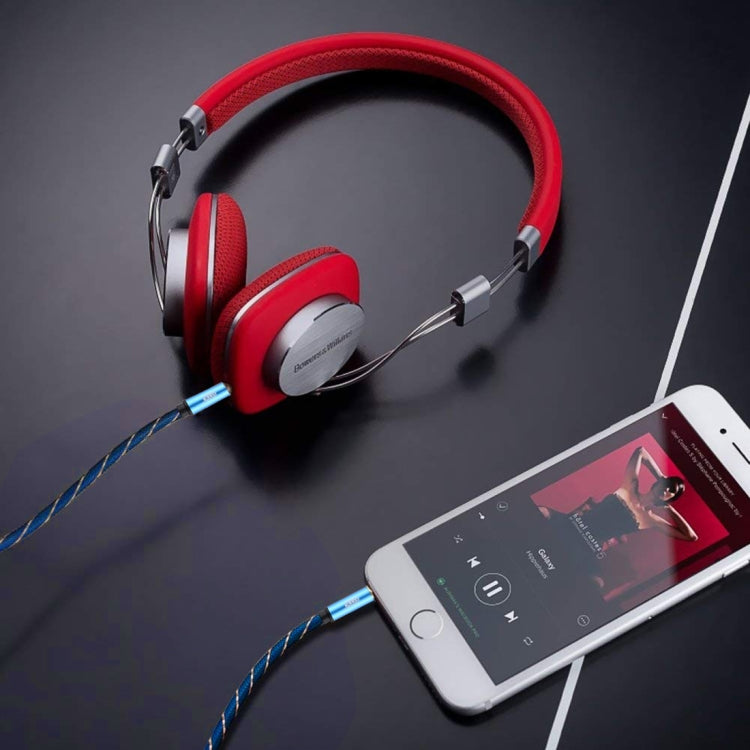 EMK 3.5mm Male to Male Grid Nylon Braided Audio Cable for Speaker / Notebooks / Headphone, Length: 0.5m