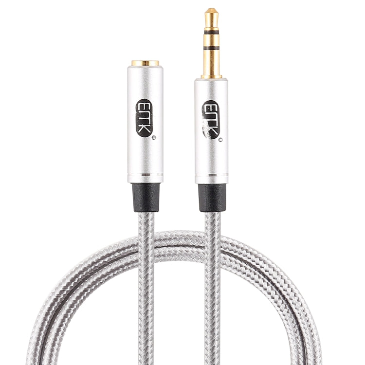 EMK 3.5mm Male to Female Gold-plated Plug Cotton Braided Audio Cable for Speaker / Notebooks / Headphone, Length: 0.5m