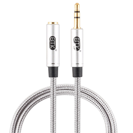 EMK 3.5mm Male to Female Gold-plated Plug Cotton Braided Audio Cable for Speaker / Notebooks / Headphone, Length: 0.5m