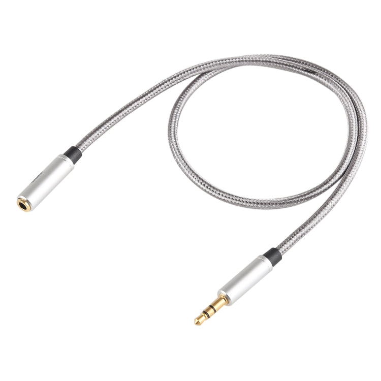 EMK 3.5mm Male to Female Gold-plated Plug Cotton Braided Audio Cable for Speaker / Notebooks / Headphone, Length: 0.5m