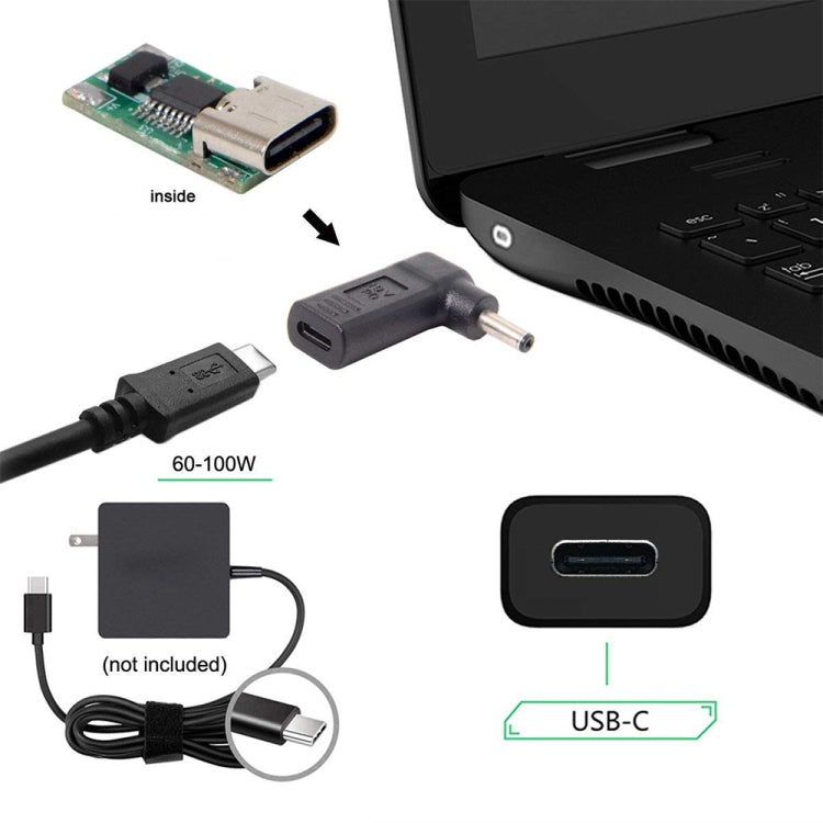 USB-C / Type-C Female to 3.0 x 1.1mm Male Plug Elbow Adapter Connector