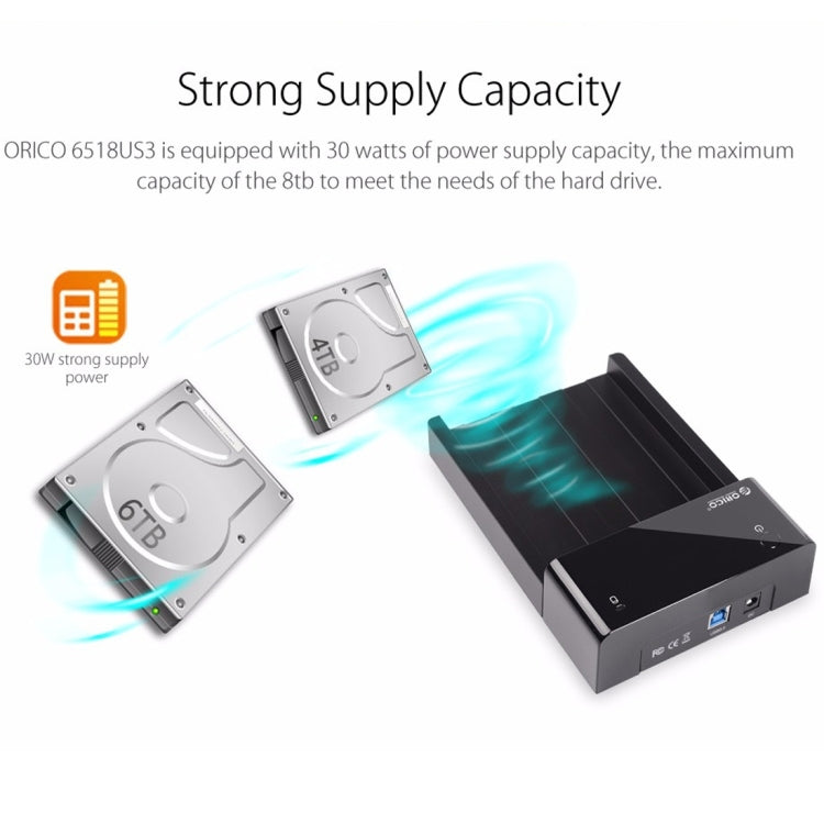 ORICO 6518US3 USB 3.0 Type-B 2.5 / 3.5 inch Tool Free HDD Docking Station External Storage Enclosure Hard Disk Box