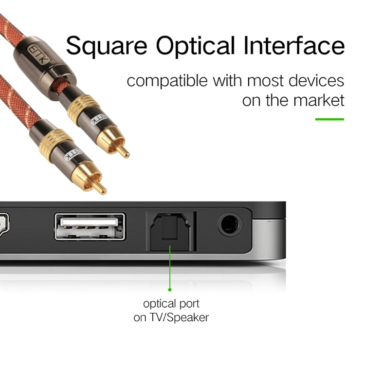 EMK TZ/A 5m OD8.0mm Gold Plated Metal Head RCA to RCA Plug Digital Coaxial Interconnect Cable Audio / Video RCA Cable