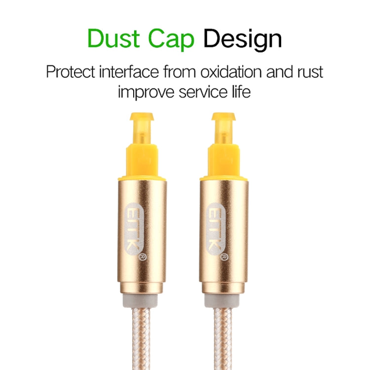 EMK 5m OD4.0mm Gold Plated Metal Head Woven Line Toslink Male to Male Digital Optical Audio Cable