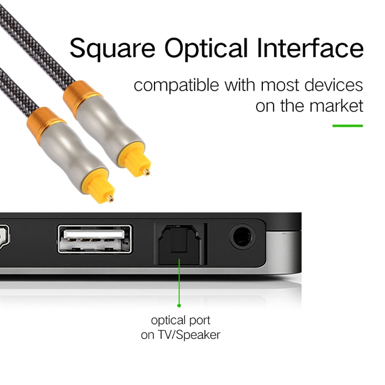 1.5m OD6.0mm Gold Plated Metal Head Woven Line Toslink Male to Male Digital Optical Audio Cable