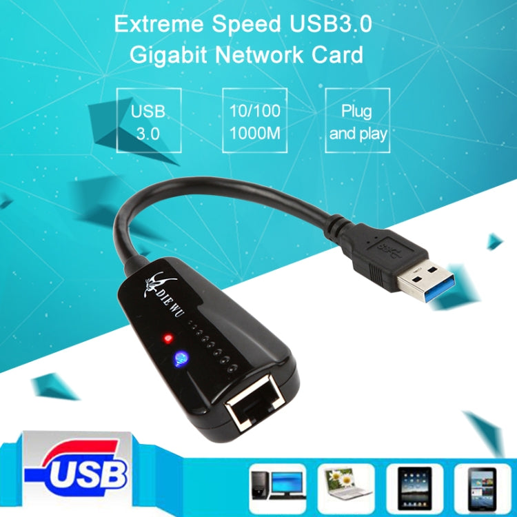 DIE WU TXA042 Realtek 8153 USB 3.0 to Gigabit Ethernet RJ45 LAN 10/100/1000Mbps Network Card Adapter