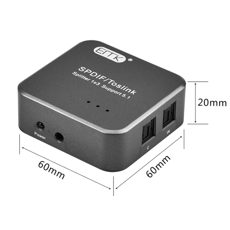EMK 1 Input 3 Output Digital Optical Audio SPDIF Toslink Splitter Adapter