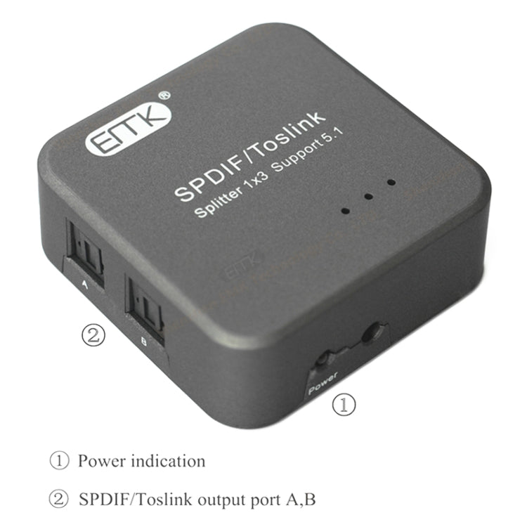 EMK 1 Input 3 Output Digital Optical Audio SPDIF Toslink Splitter Adapter