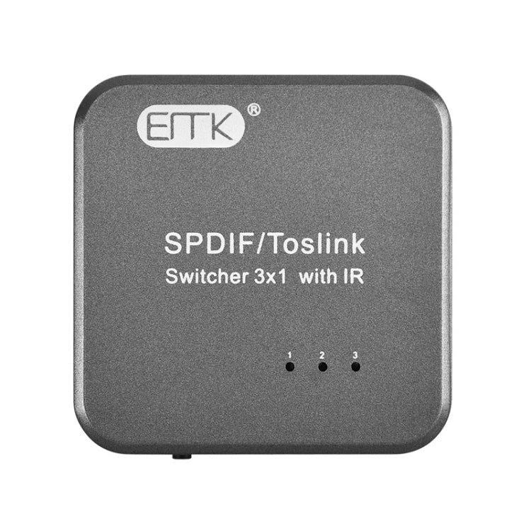 EMK SPDIF/TosLink Digital Optical Audio 3x1 Switcher with IR Controller