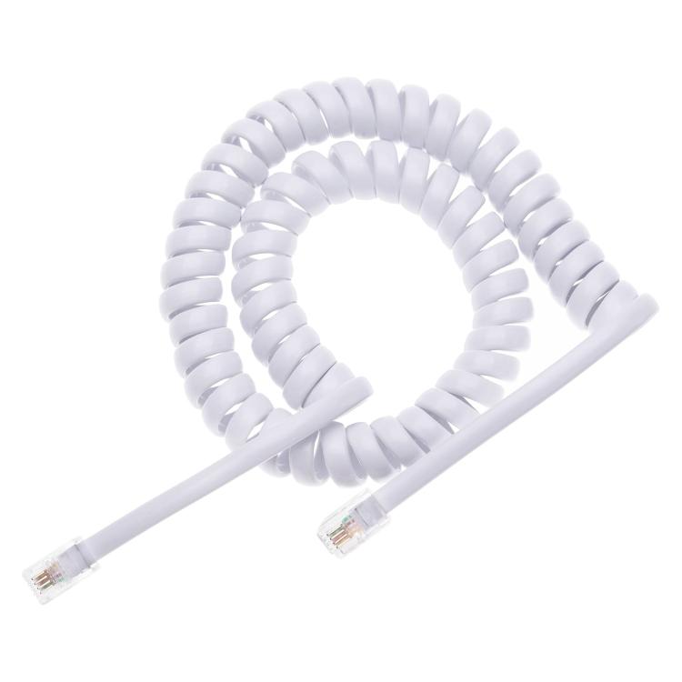 4 Core Male to Male RJ11 Spring Style Telephone Extension Coil Cable Cord Cable, Stretch Length: 3m(White)