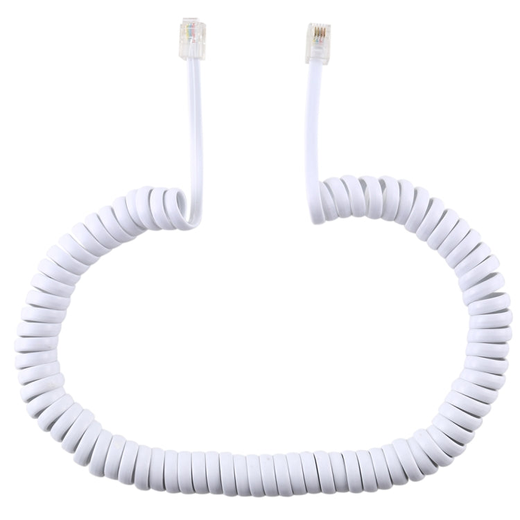 4 Core Male to Male RJ11 Spring Style Telephone Extension Coil Cable Cord Cable, Stretch Length: 3m(White)