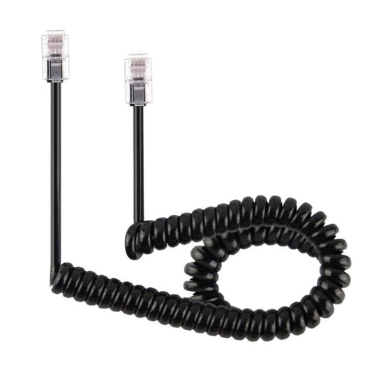 4 Core Male to Male RJ11 Spring Style Telephone Extension Coil Cable Cord Cable, Stretch Length: 5m, Length: 5m