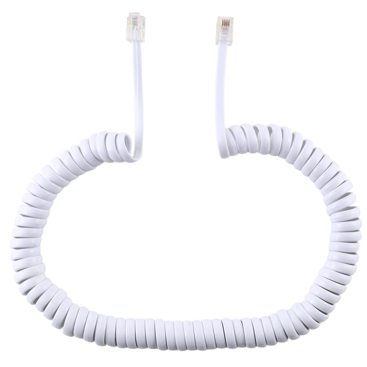 4 Core Male to Male RJ11 Spring Style Telephone Extension Coil Cable Cord Cable, Stretch Length: 5m