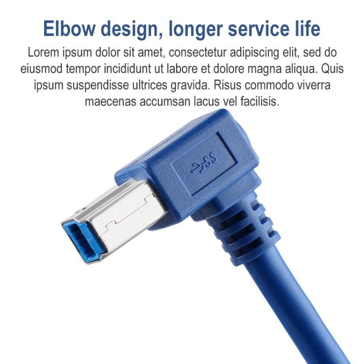 USB 3.0 A Male to Right 90 Degrees Angle USB 3.0 Type-B Male High Speed Printer Cable, Cable Length: 2m