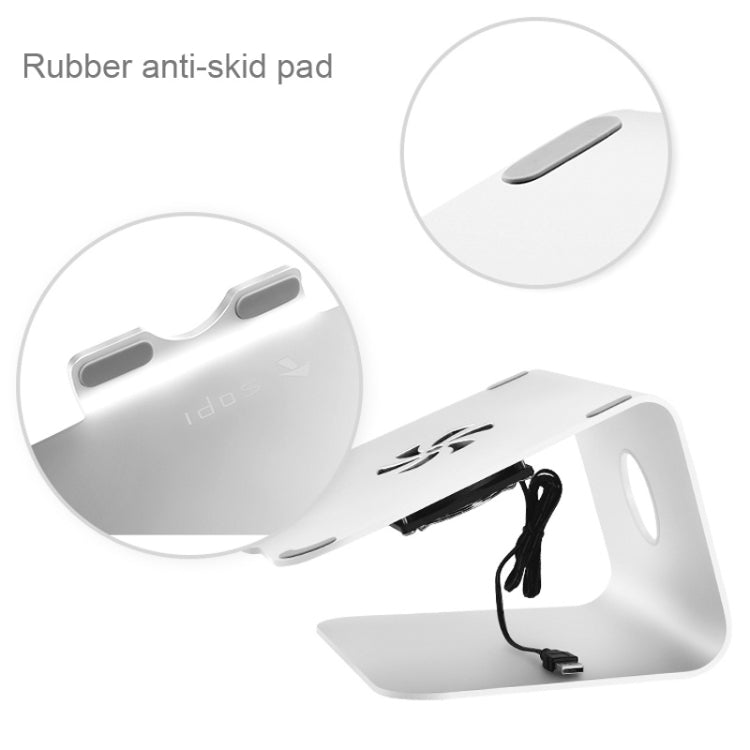 SOPI ZJ-001 Classic Style Aluminum Cooling Stand with Cool Fan for Laptop, Suitable for Mac Air, Mac Pro,  iPad, and Other Laptops