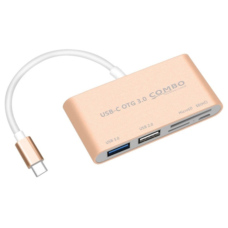 COMBO T-693 5 in 1 USB-C / Type-C to SD / TF / Micro SD Card Slot + USB 3.0 + USB 2.0Ports OTG HUB Card Reader