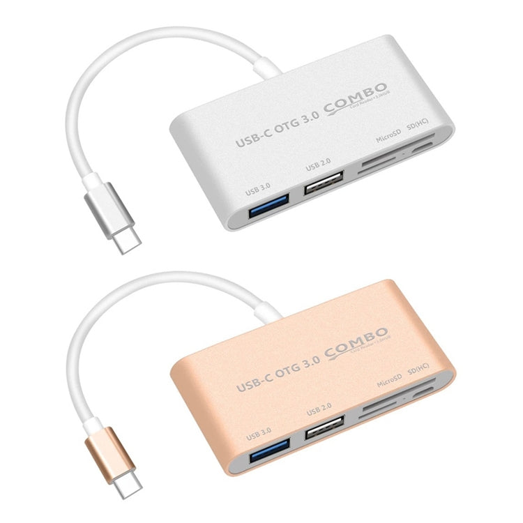 COMBO T-693 5 in 1 USB-C / Type-C to SD / TF / Micro SD Card Slot + USB 3.0 + USB 2.0Ports OTG HUB Card Reader